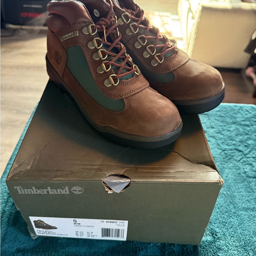 Timberland Leather Boots in Brown and Green